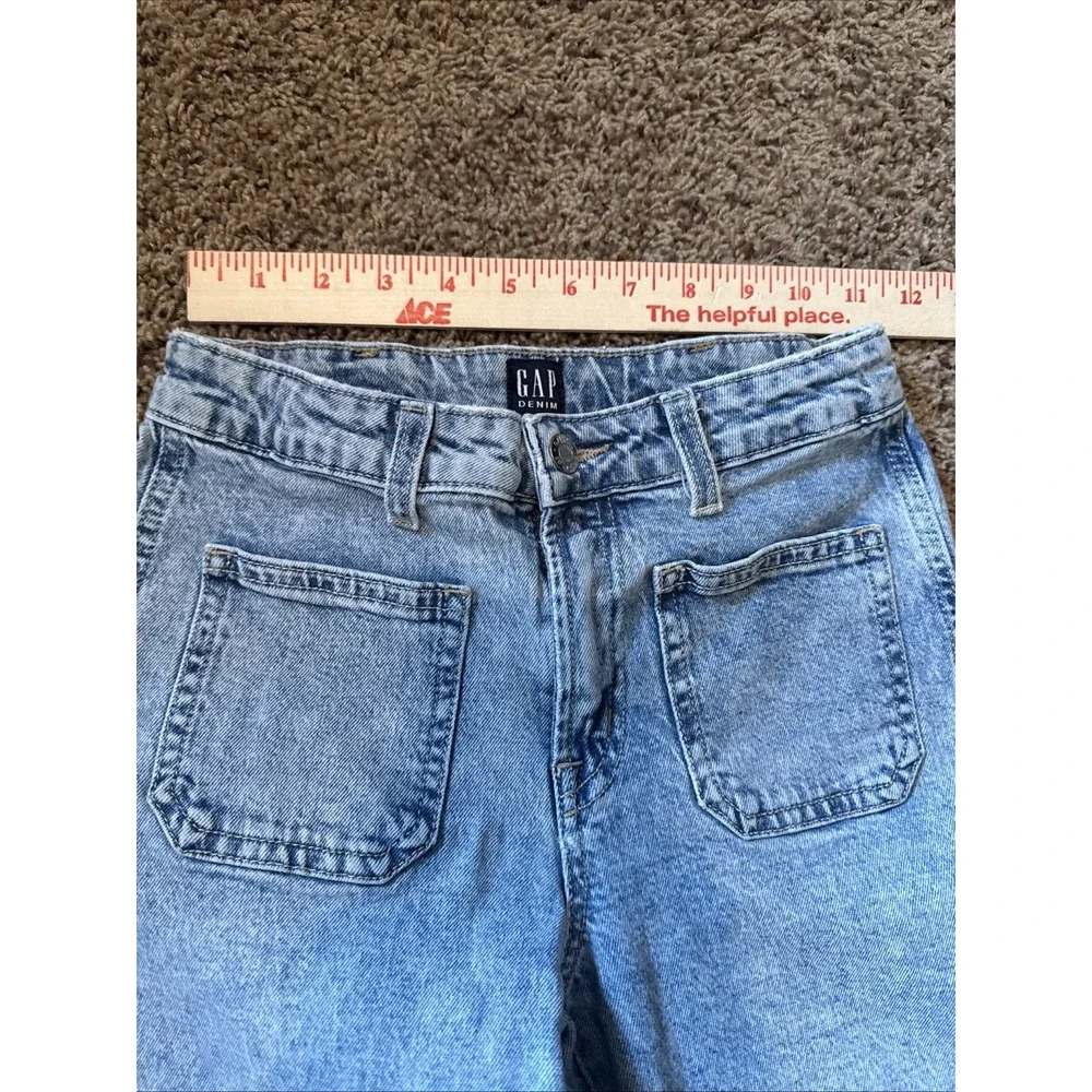 GAP Girls Size 12 Baggy Wide-Leg Light Wash Blue Denim Jeans Pockets